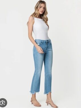 Flying Monkey Light Bright High-Rise Kick Flare Jeans - Light Blue